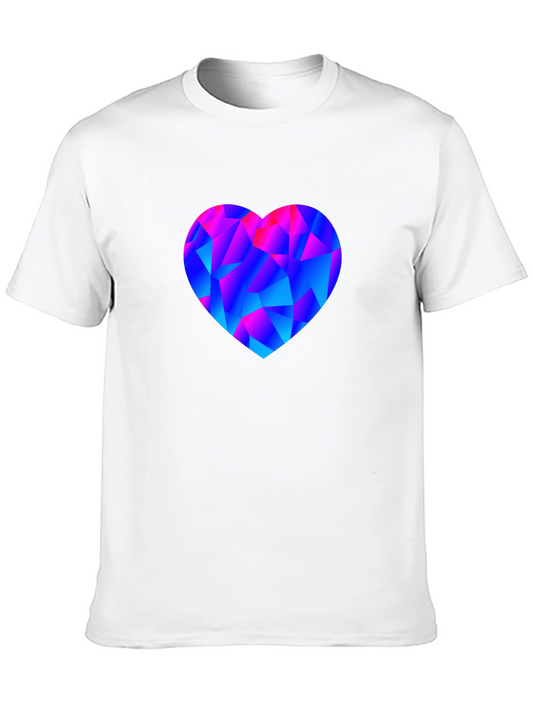 Geometric Heart Print Black T-Shirt