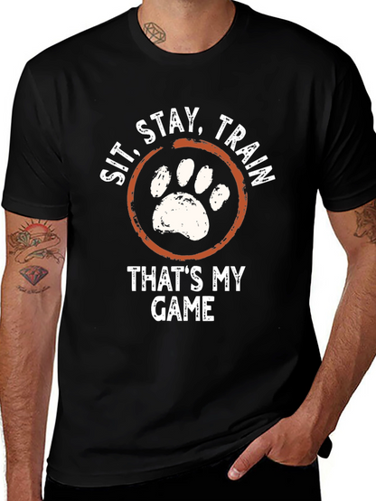 Sit Stay Train Dog Paw T-Shirt