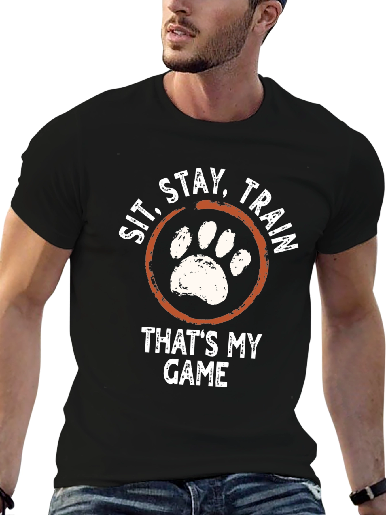 Sit Stay Train Dog Paw T-Shirt