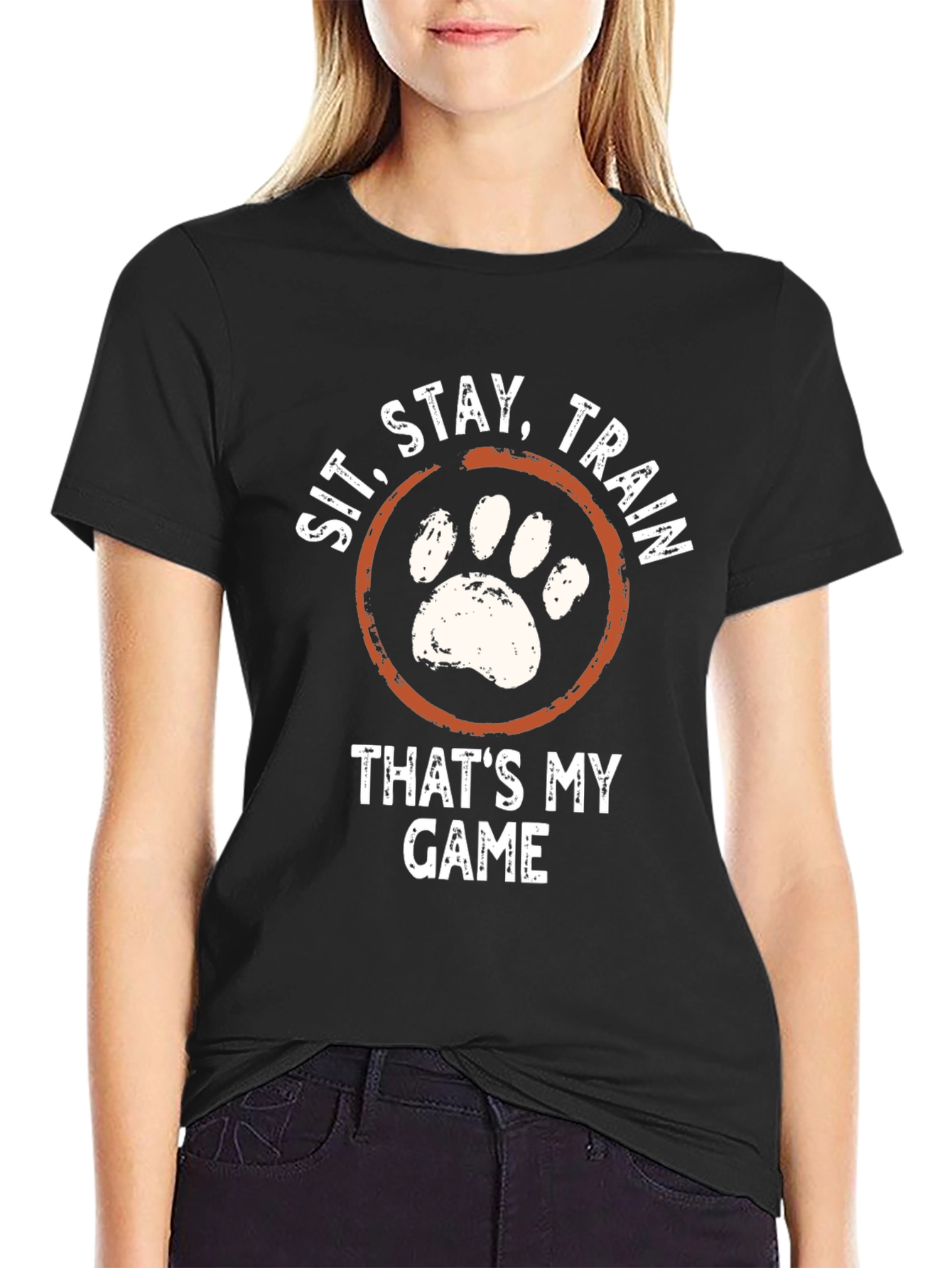 Sit Stay Train Dog Paw T-Shirt