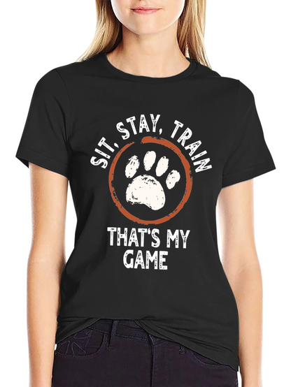 Sit Stay Train Dog Paw T-Shirt