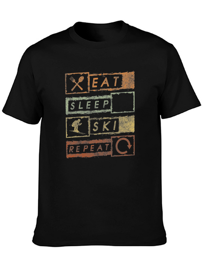 Eat Sleep Ski Repeat Graphic Tee