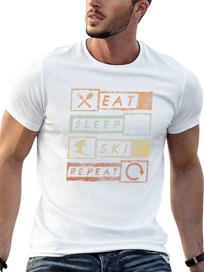 Eat Sleep Ski Repeat Graphic Tee