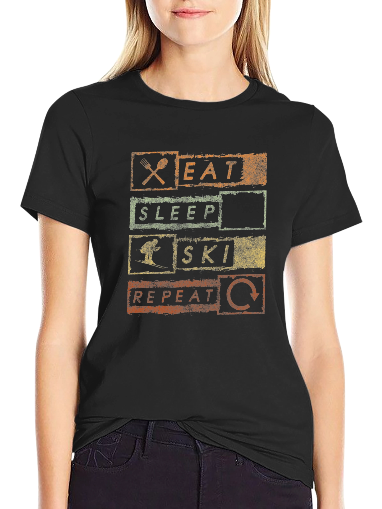 Eat Sleep Ski Repeat Graphic Tee