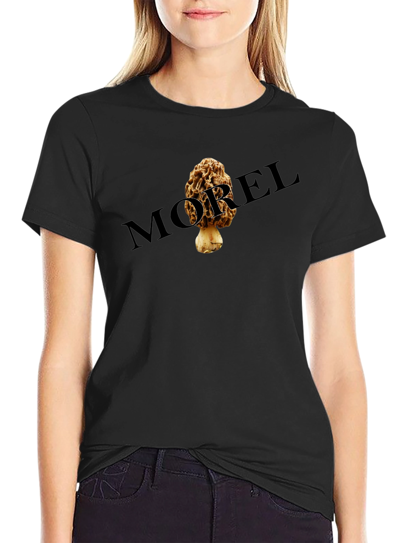 Morel Mushroom Graphic Tee - Black Unisex T-Shirt