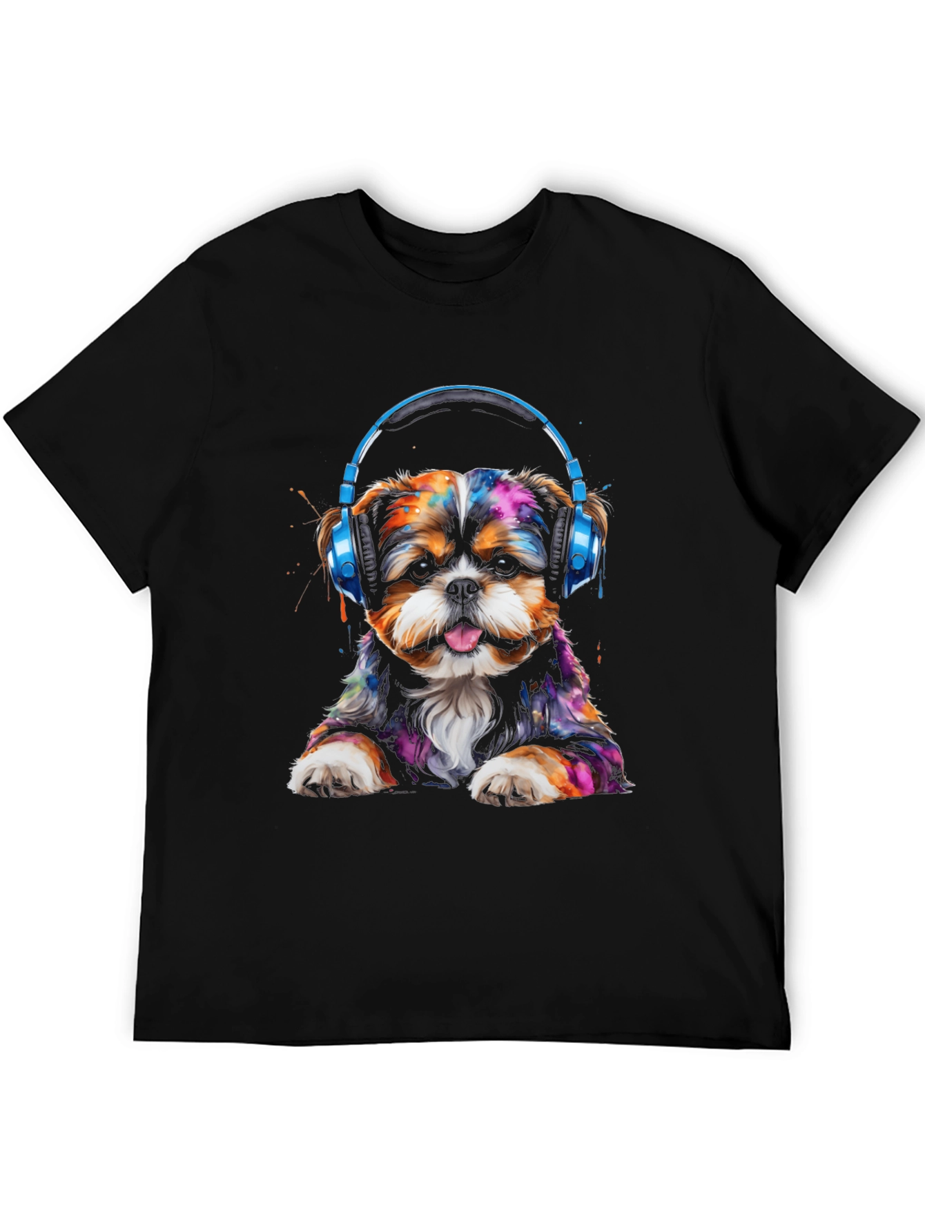 Dog with Headphones Graphic T-Shirt