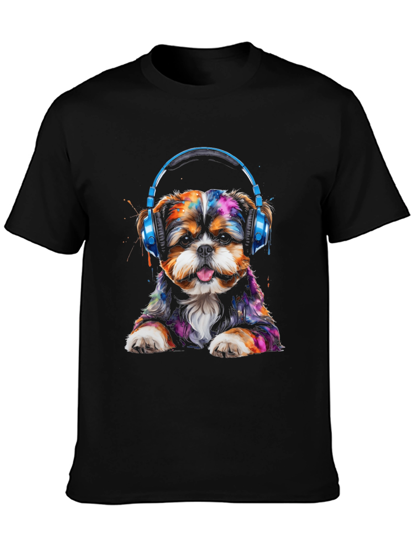 Dog with Headphones Graphic T-Shirt