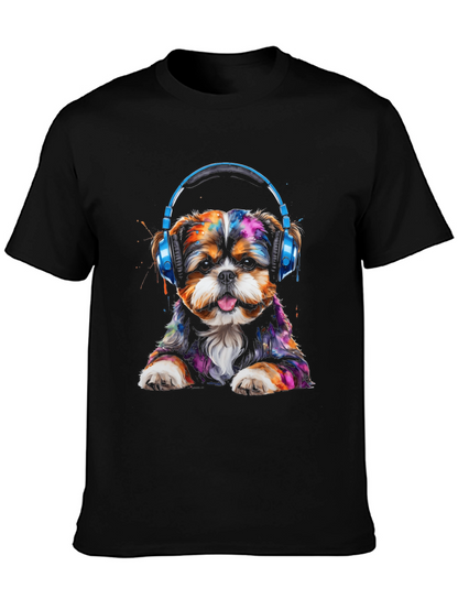 Dog with Headphones Graphic T-Shirt