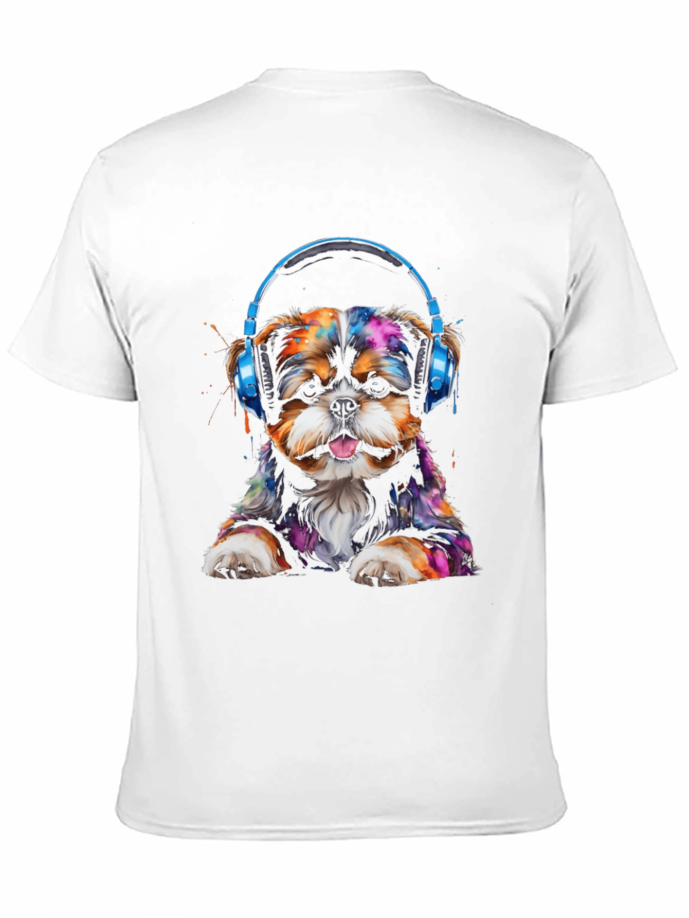 Dog with Headphones Graphic T-Shirt