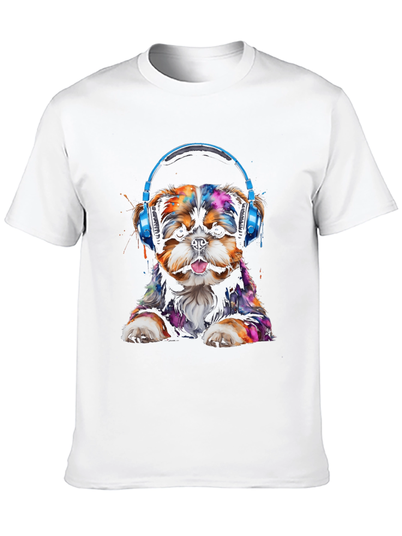 Dog with Headphones Graphic T-Shirt