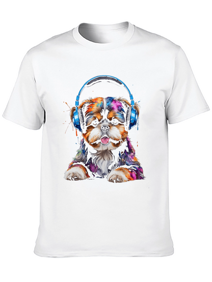 Dog with Headphones Graphic T-Shirt