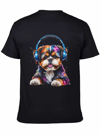 Dog with Headphones Graphic T-Shirt