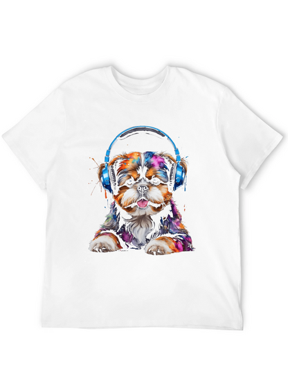Dog with Headphones Graphic T-Shirt