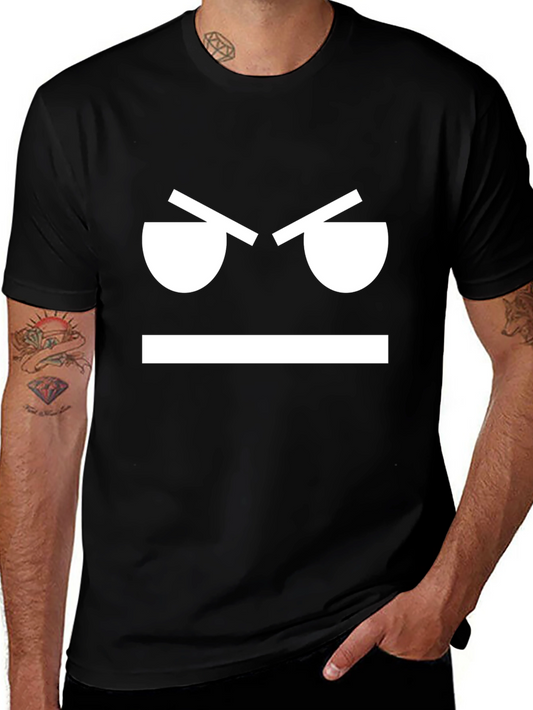 Angry Face Graphic Tee - Black Cotton T-Shirt