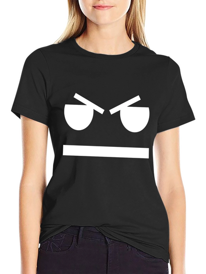 Angry Face Graphic Tee - Black Cotton T-Shirt