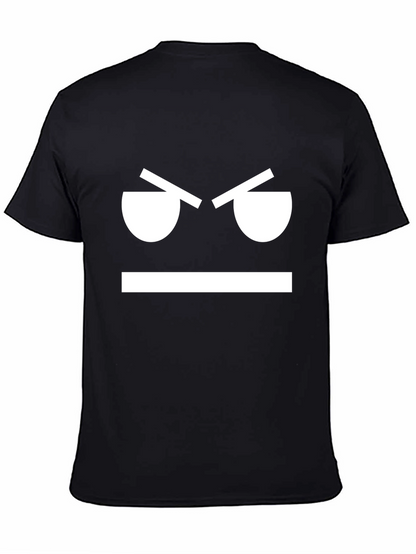 Angry Face Graphic Tee - Black Cotton T-Shirt