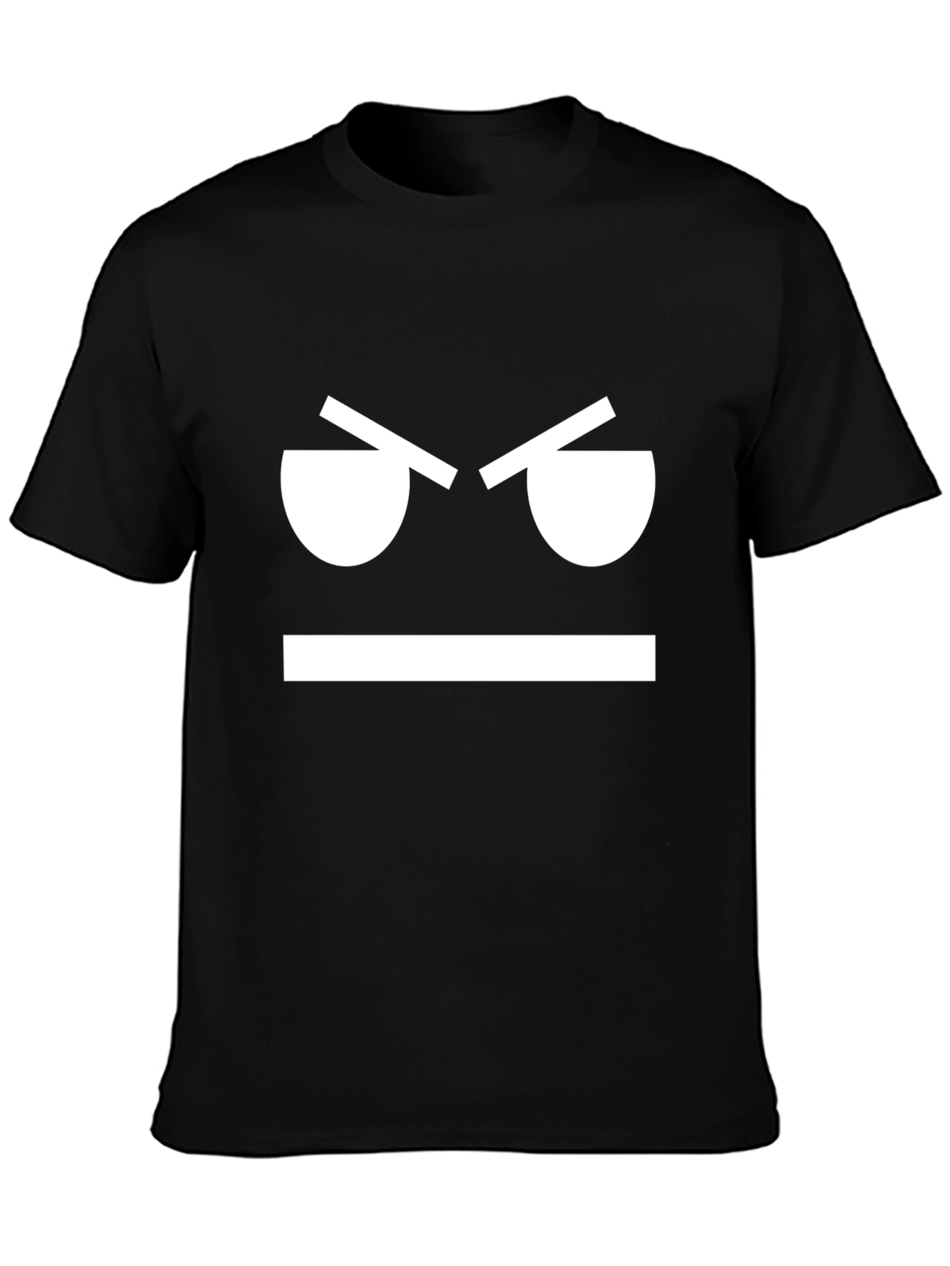 Angry Face Graphic Tee - Black Cotton T-Shirt