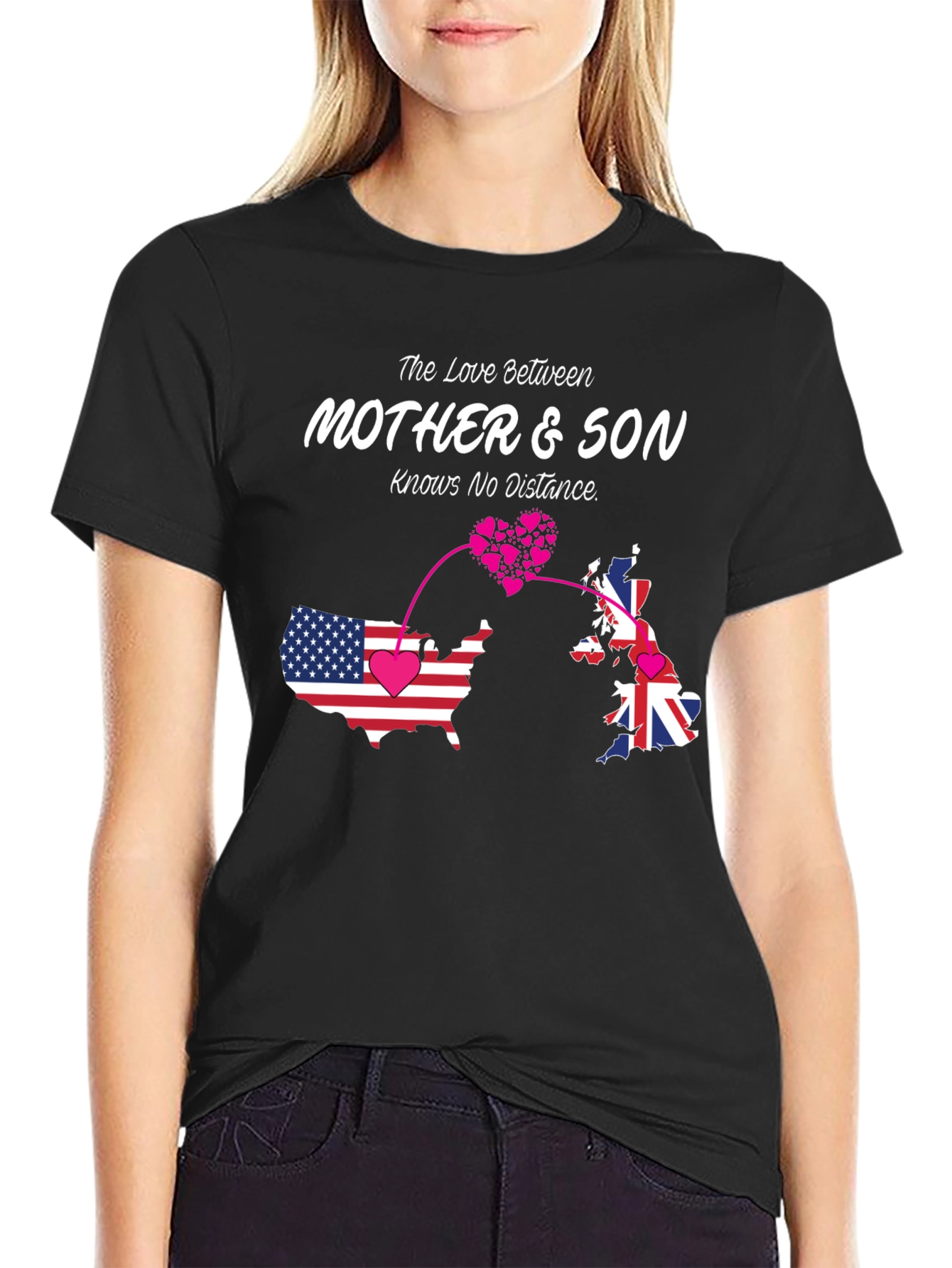 Mother & Son Love Knows No Distance Black T-Shirt