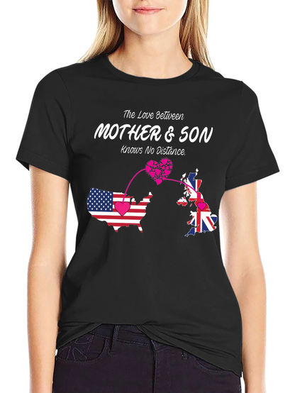 Mother & Son Love Knows No Distance Black T-Shirt