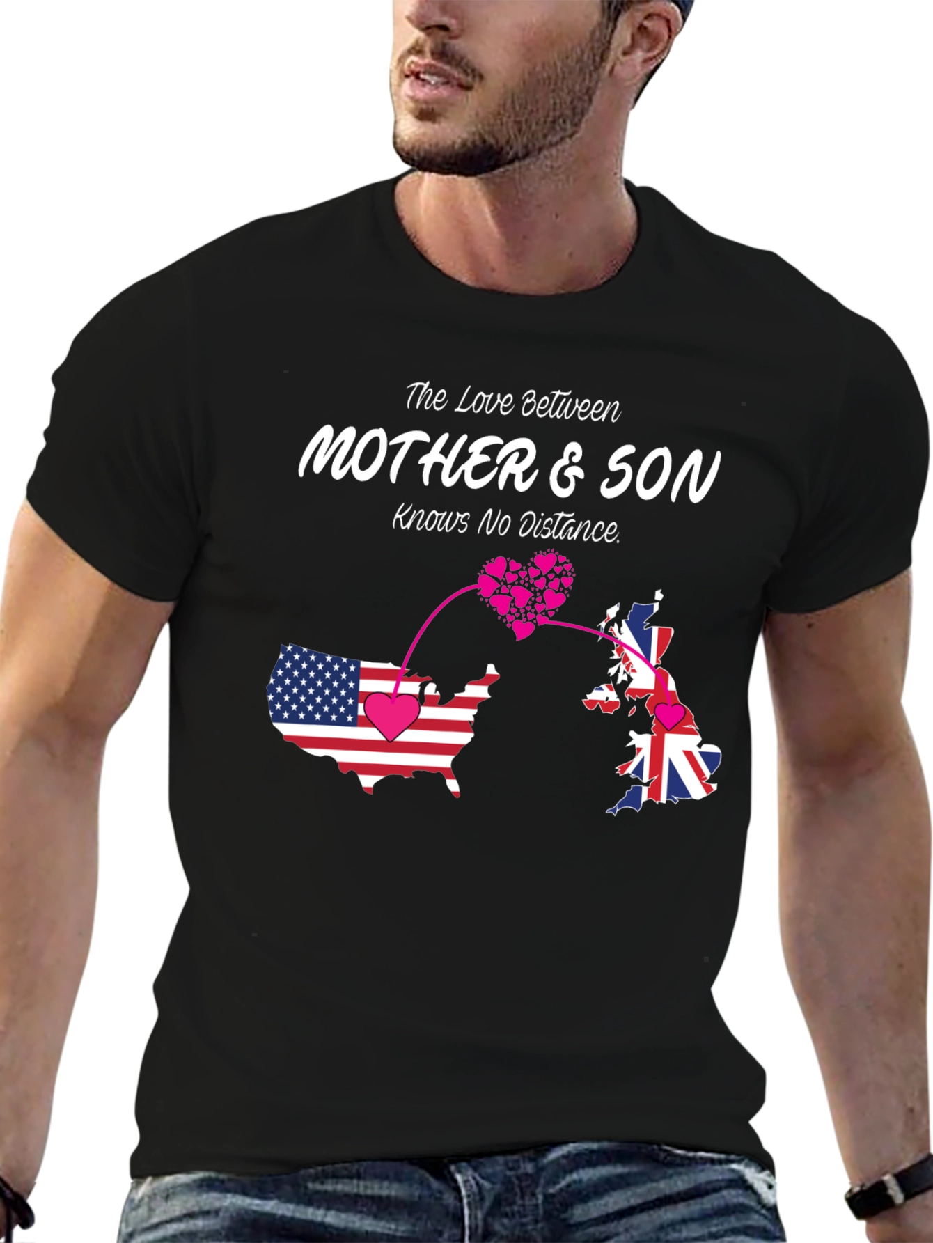 Mother & Son Love Knows No Distance Black T-Shirt