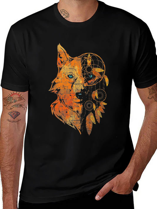 Wolf Dreamcatcher Graphic Tee - Black