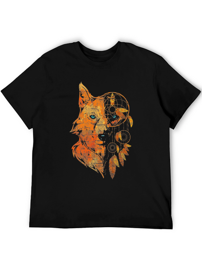 Wolf Dreamcatcher Graphic Tee - Black