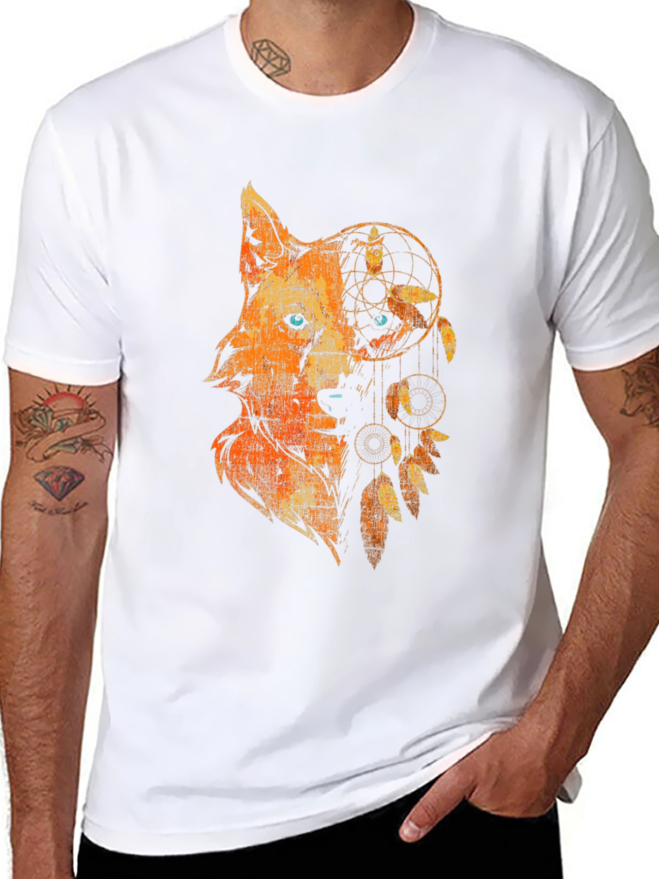 Wolf Dreamcatcher Graphic Tee - Black