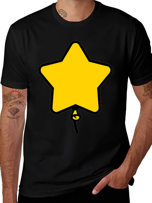 Star Balloon Graphic Tee - Black Cotton Casual