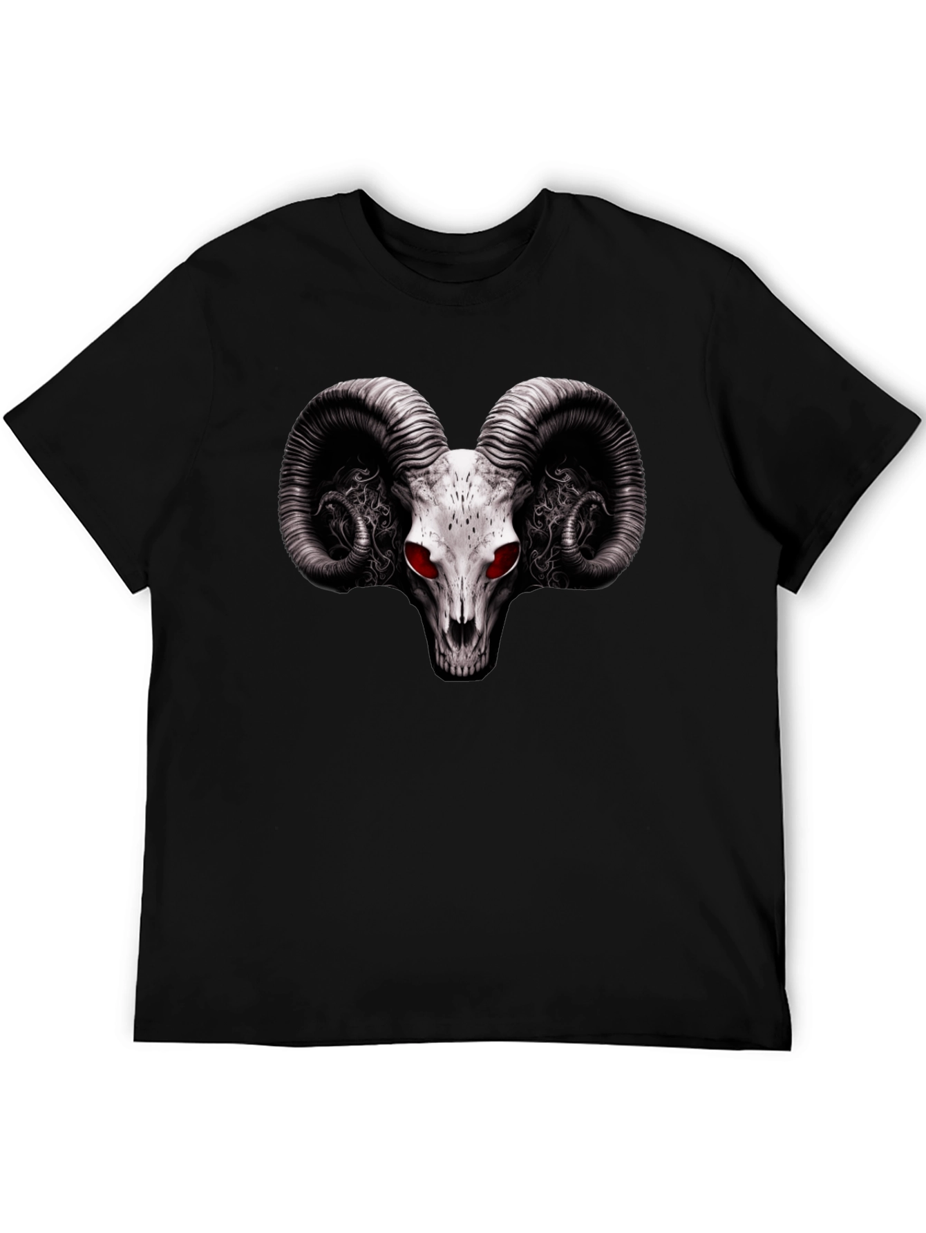 Ram Skull Graphic T-Shirt - Red Eye Black Tee