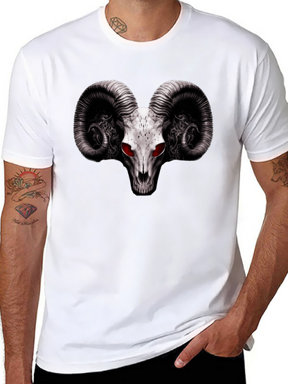 Ram Skull Graphic T-Shirt - Red Eye Black Tee