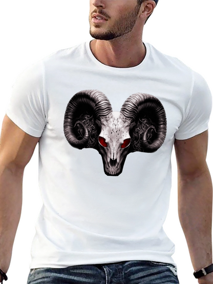 Ram Skull Graphic T-Shirt - Red Eye Black Tee