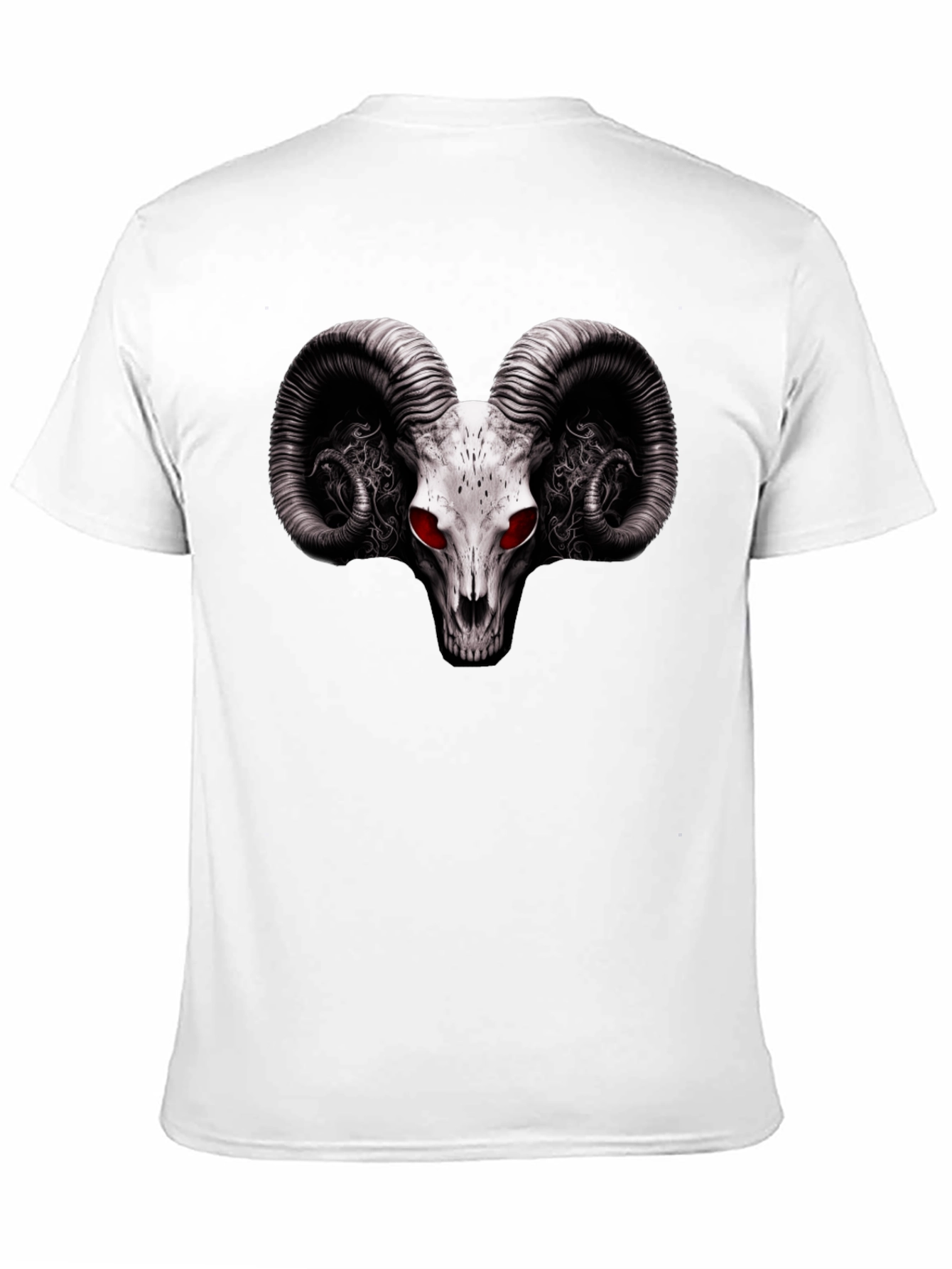 Ram Skull Graphic T-Shirt - Red Eye Black Tee