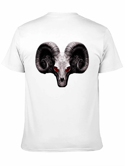 Ram Skull Graphic T-Shirt - Red Eye Black Tee