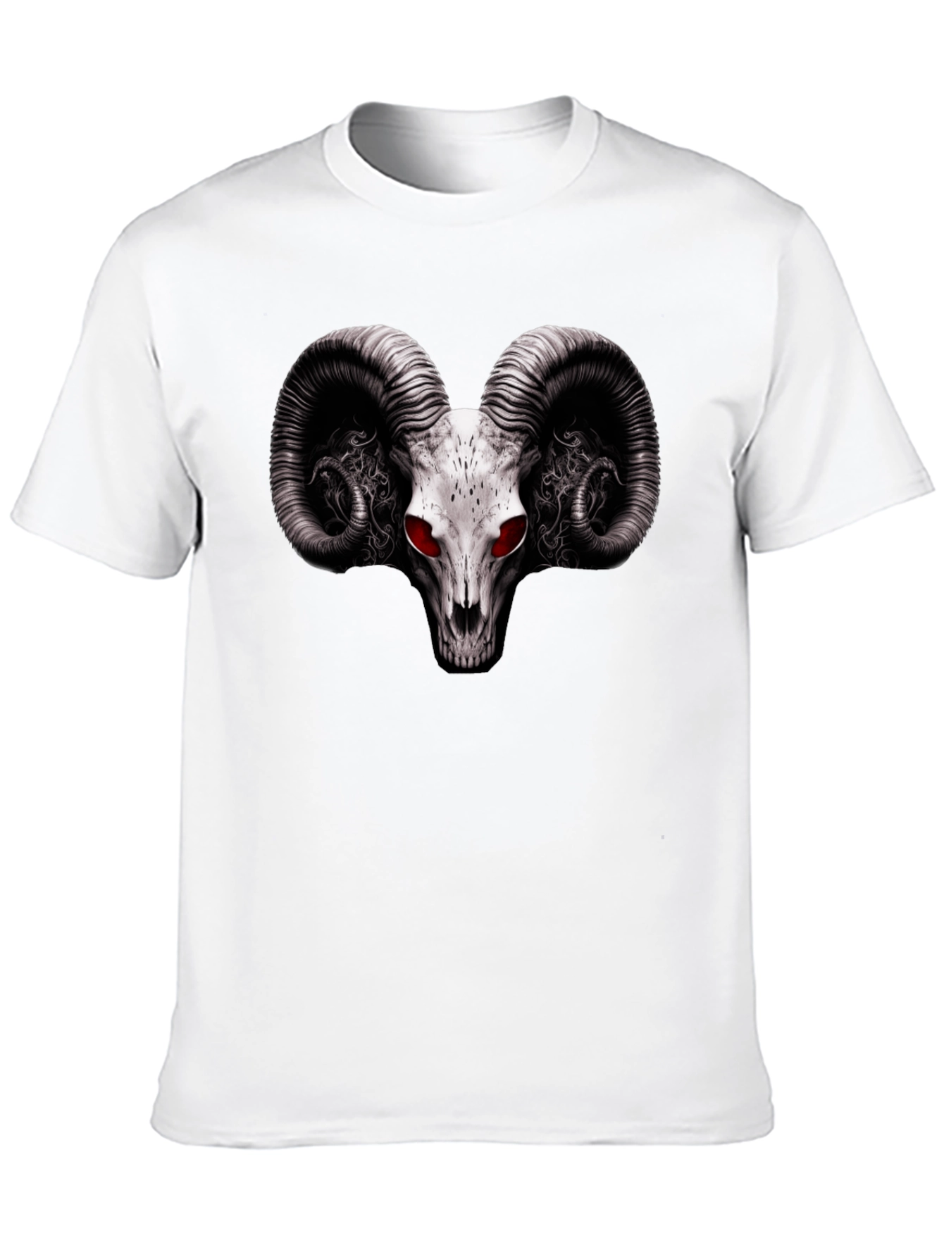 Ram Skull Graphic T-Shirt - Red Eye Black Tee