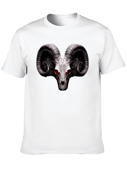 Ram Skull Graphic T-Shirt - Red Eye Black Tee