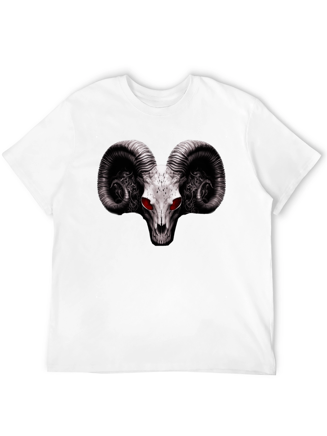 Ram Skull Graphic T-Shirt - Red Eye Black Tee