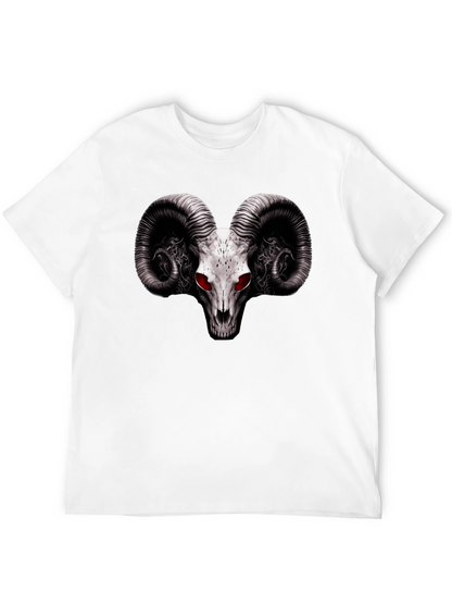 Ram Skull Graphic T-Shirt - Red Eye Black Tee