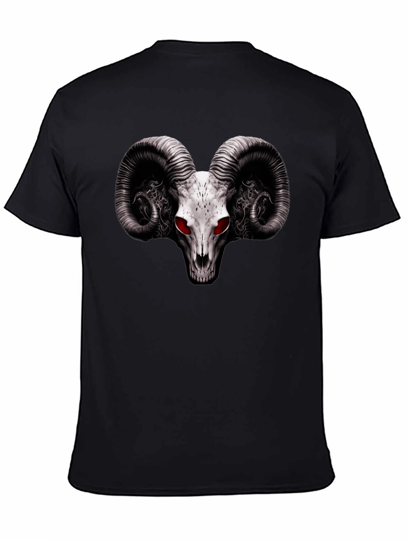 Ram Skull Graphic T-Shirt - Red Eye Black Tee