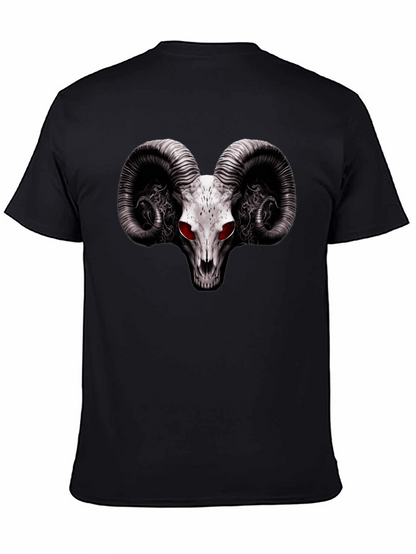 Ram Skull Graphic T-Shirt - Red Eye Black Tee