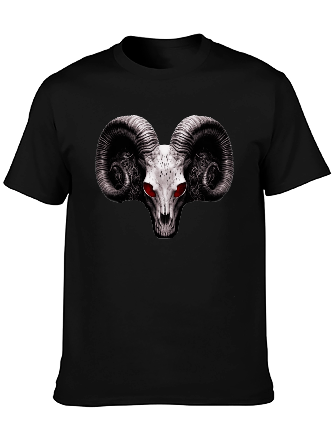 Ram Skull Graphic T-Shirt - Red Eye Black Tee