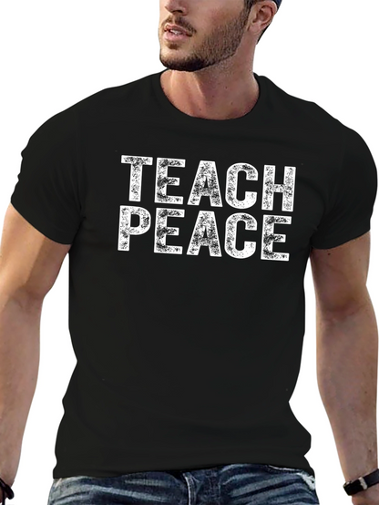 Teach Peace Graphic Tee - Black Cotton T-Shirt