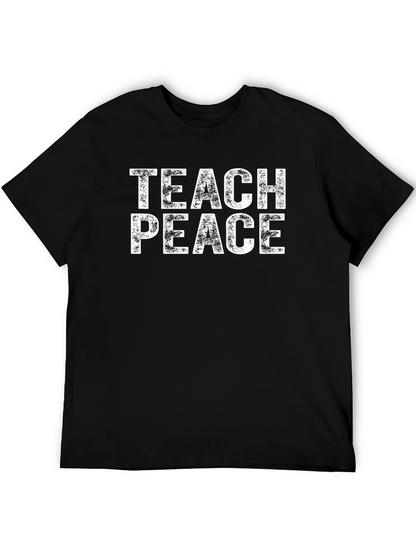 Teach Peace Graphic Tee - Black Cotton T-Shirt