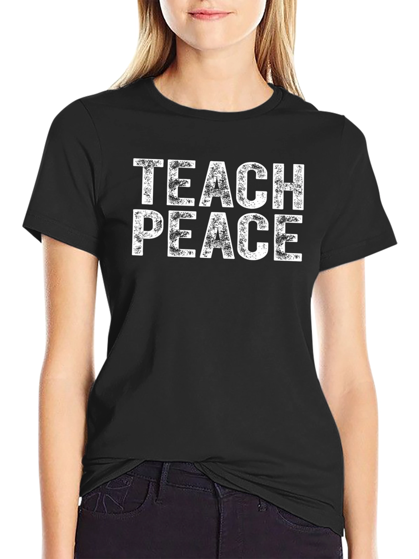 Teach Peace Graphic Tee - Black Cotton T-Shirt