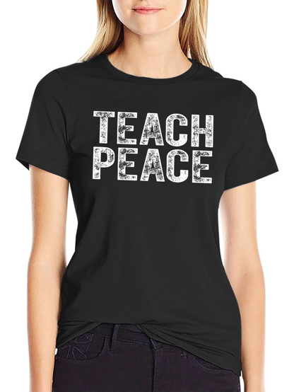 Teach Peace Graphic Tee - Black Cotton T-Shirt