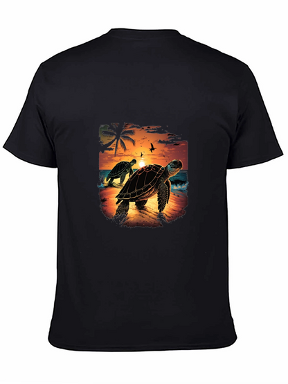 Sunset Turtle Graphic Tee - Black