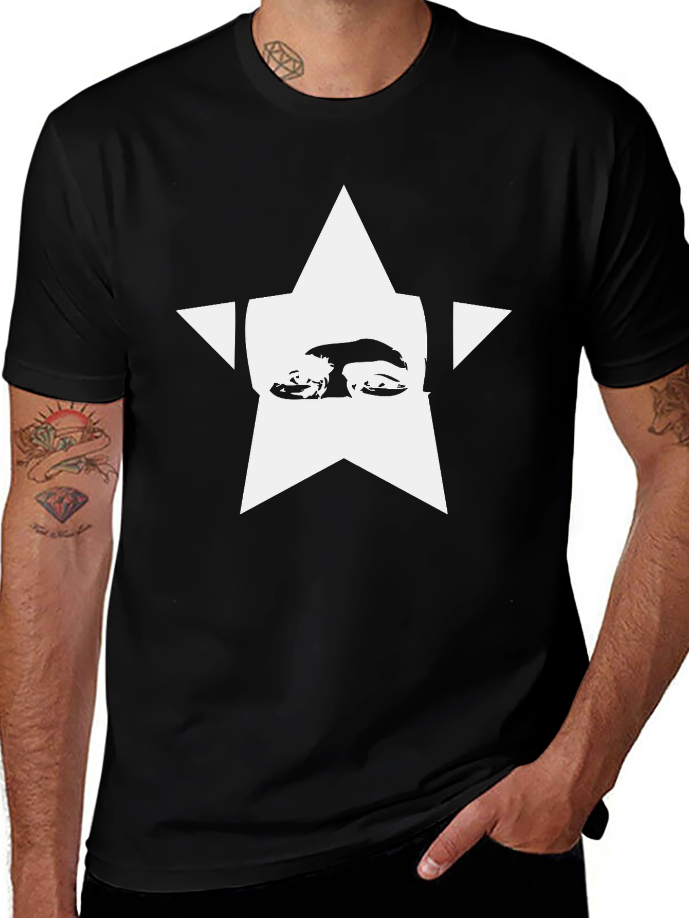 Star Face Graphic Tee - Mens Black T-Shirt