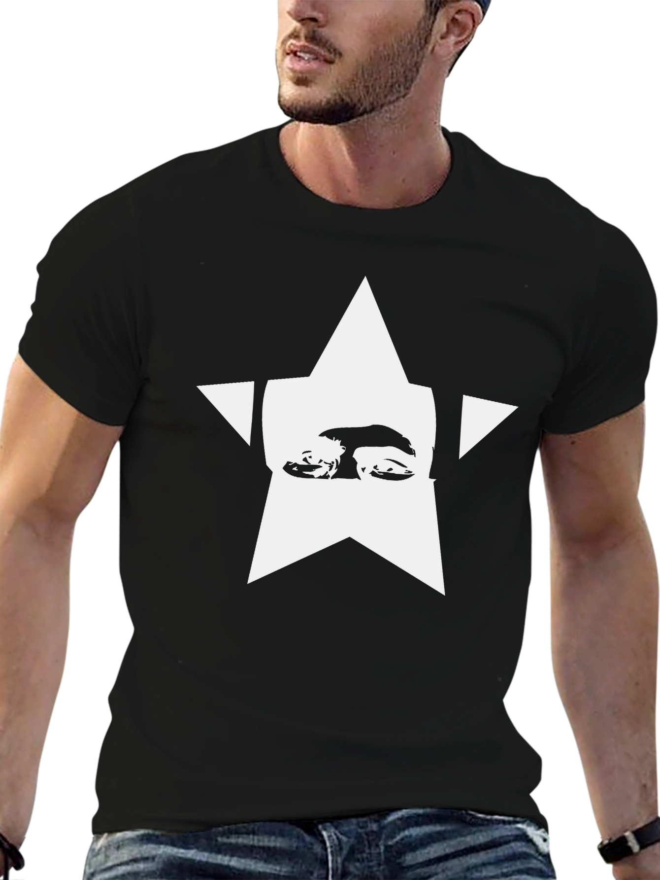 Star Face Graphic Tee - Mens Black T-Shirt
