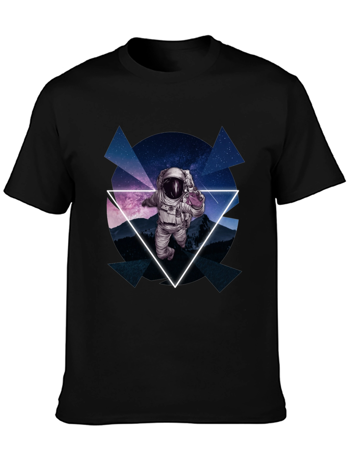 Astronaut in Space T-Shirt - Geometric Design