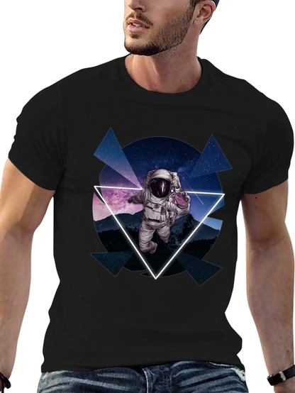 Astronaut in Space T-Shirt - Geometric Design