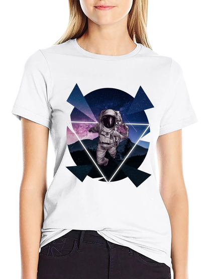 Astronaut in Space T-Shirt - Geometric Design